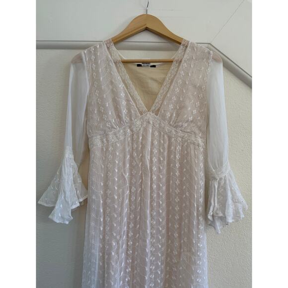 Boston Proper Lace Eyelet Maxi Dress Womens Sz 4 Cottagecore Fairy Whimsy White - Picture 8 of 15